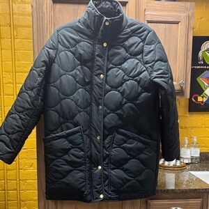 Black Quilted Jacket with Gold Buttons
